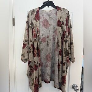 OS Floral Audrey 3/4 sleeve smock cardigan